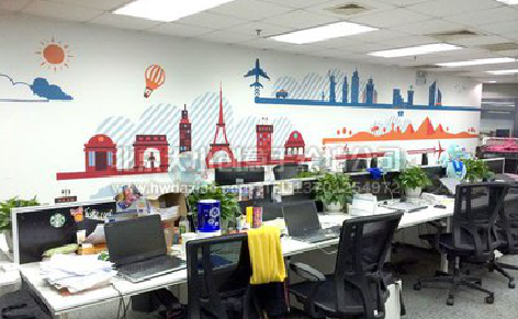 金门教你设计办公室墙绘的方法。